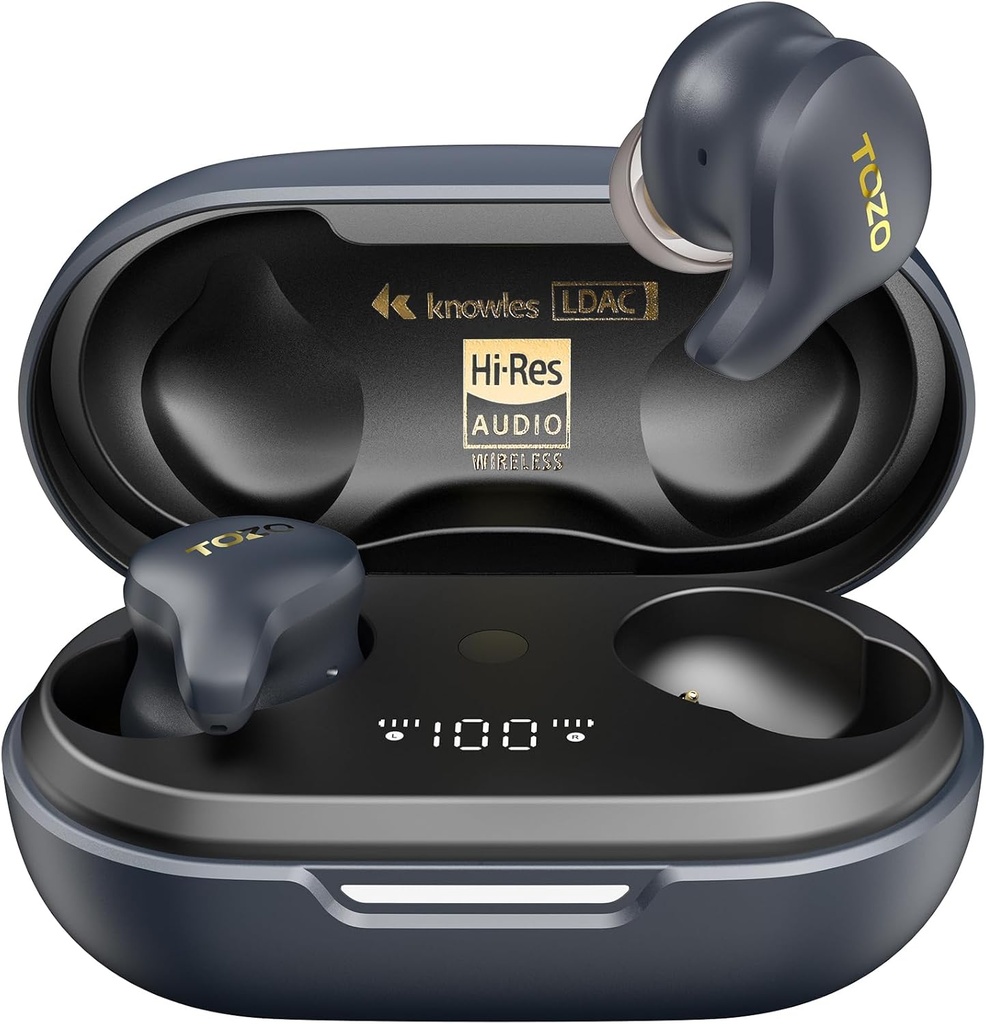 TOZO Golden X1 cască wireless driver Armature echilibrat și driver dinamic hibrid, căști Bluetooth OrigX Pro, LDAC & Hi-Res Audio Wireless, Anulare zgomot Galaxy Blue/Black