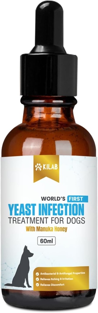 Kilab Natural Drojdie Tratamentul infectiei pentru câini. Sprijina sanatos mancarime relief, inflamatie Relief, Alergie Relief & More. Dog Yeast Infectie Tratamentul. (60 ML)