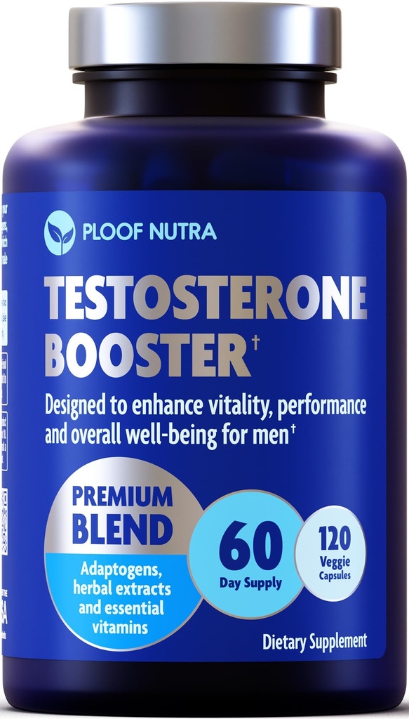 Testosteron Booster Supliment pentru bărbaţi - Boost de creştere de sex masculin - Ashwagandha, Tongkat Ali, Rhodiola, Tribulus, Vitamina D3, B6, B12 - Antrenament, Muscle Builder, Putere, Energie, Performanţă - 120ct