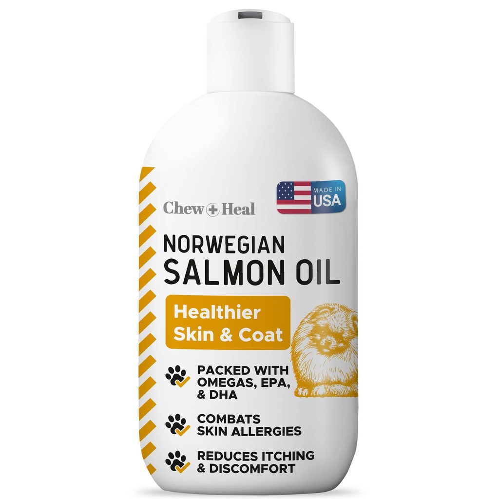 Ulei de somon pentru câini - Premium ulei de pește pentru piele și haine de sănătate - Omega 3 Supliment - Suporturi Itchy Skin - 8 oz lichid - Norvegian Dog Salmon Oil - Supliment de câine esențial