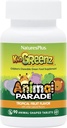 NaturasPlus Animal Parade KidGreenz, Aroma de fructe tropicale - 90 Animal-Shaped, Tablete masticabile - Pachet de 2 - cu Broccoli & Spanac - Vegetarian, Gluten gratuit - 180 Serviri totale