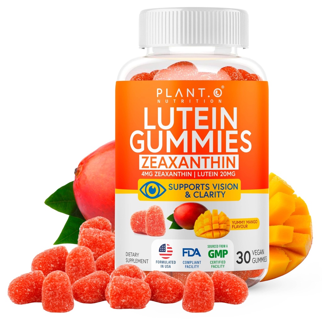Gume lutein & Zeaxanthin - Delicious Vegan Eye Health Vitamine Studiat clinic 20mg Lutein și Zeaxantină pentru Claritate Vision Relief ochi uscat și suport albastru de lumină
