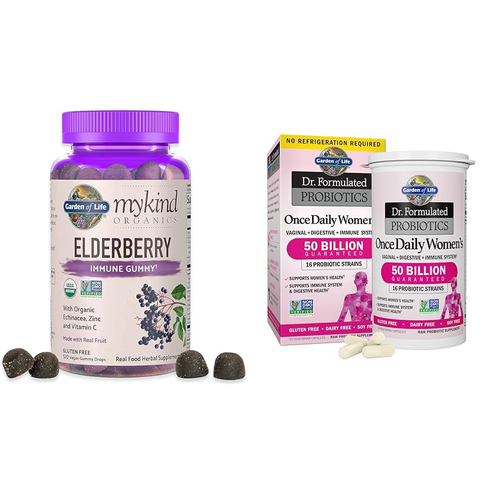 Gradina de viata Organice Gume de soc pentru adulți și copii - Supplement de sprijin imunitar cu fructe organice &, Dr. Probiotice feminine Formulate o dată pe zi, 16 Strains, 50 miliarde, 30 capsule