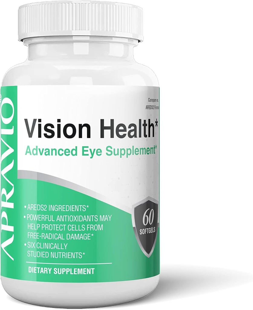 Vision Health Advanced Eye Supplement, AREDS2 Eye Vitamins w/Vitamina C, Vitamina E, Zinc, Cupru, Lutein, Zeaxantină, & Antioxidanti pentru sanatatea ochilor si protectia ochilor, 60ct