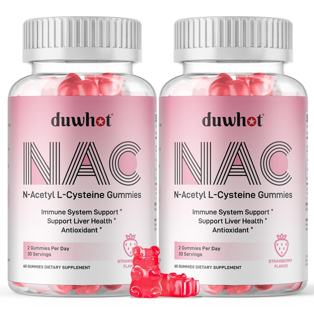 NAC Gummies 600mg, N Acetyl Cysteine Supliment NAC Chewable pentru Antioxidanti si Suport Imun, Lung & Ficat Sanatate, Aroma naturala de capsuni, 120ct
