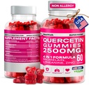 Quercetin Gummies - 2500MG Querbetin cu Bromelain L-teanină & Zinc - Supliment pur pentru sistemul imunitar Lung și suport alergie - Booster Imunitate Suplimente Vegan pentru copii și adulți - Made in US