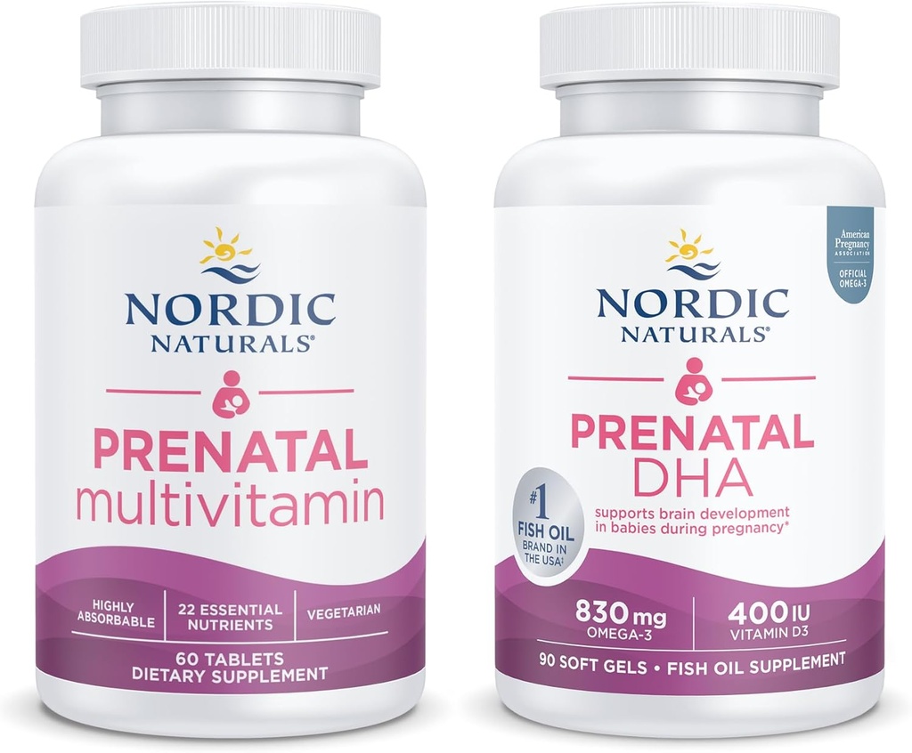 Naturale nordice Noua mama Bundle - tablete multivitamine prenatale, DHA prenatal