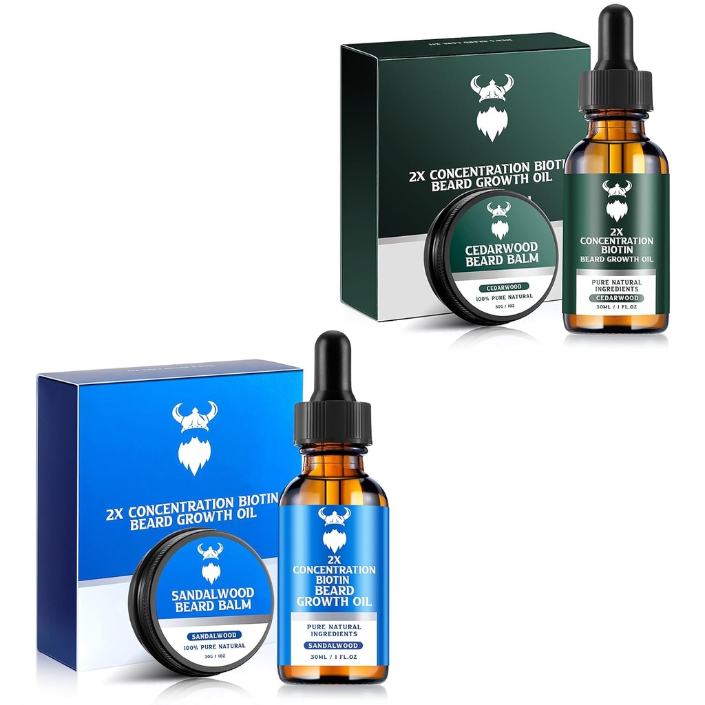 Sandalwood Barbă ulei de creştere cu 2X Concentraţie Biotina pentru bărbaţi şi Cedarwood Barbă ulei de creştere cu 2X Concentraţie Biotina pentru bărbaţi, Ingrediente naturale şi îngroşări facial păr creştere
