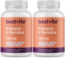 BESTVITE N-Acetil L-Tyrosine 350 mg (NALT) (240 capsule) (120 x 2) - Fără Stearet - Negree OMG-uri - Gluten
