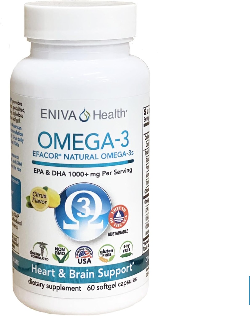 Eniva Omega-3 ulei de pește mare EPA / DHA Premium ulei de pește supliment zilnic (60 capace)