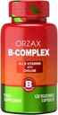 OrzAX Vitamina B Supliment complex pentru femei si barbati cu colina, Inositol - Echilibrat metabolismul energetic - Imuna si Nervi sanatate (120 Veg Capsule)