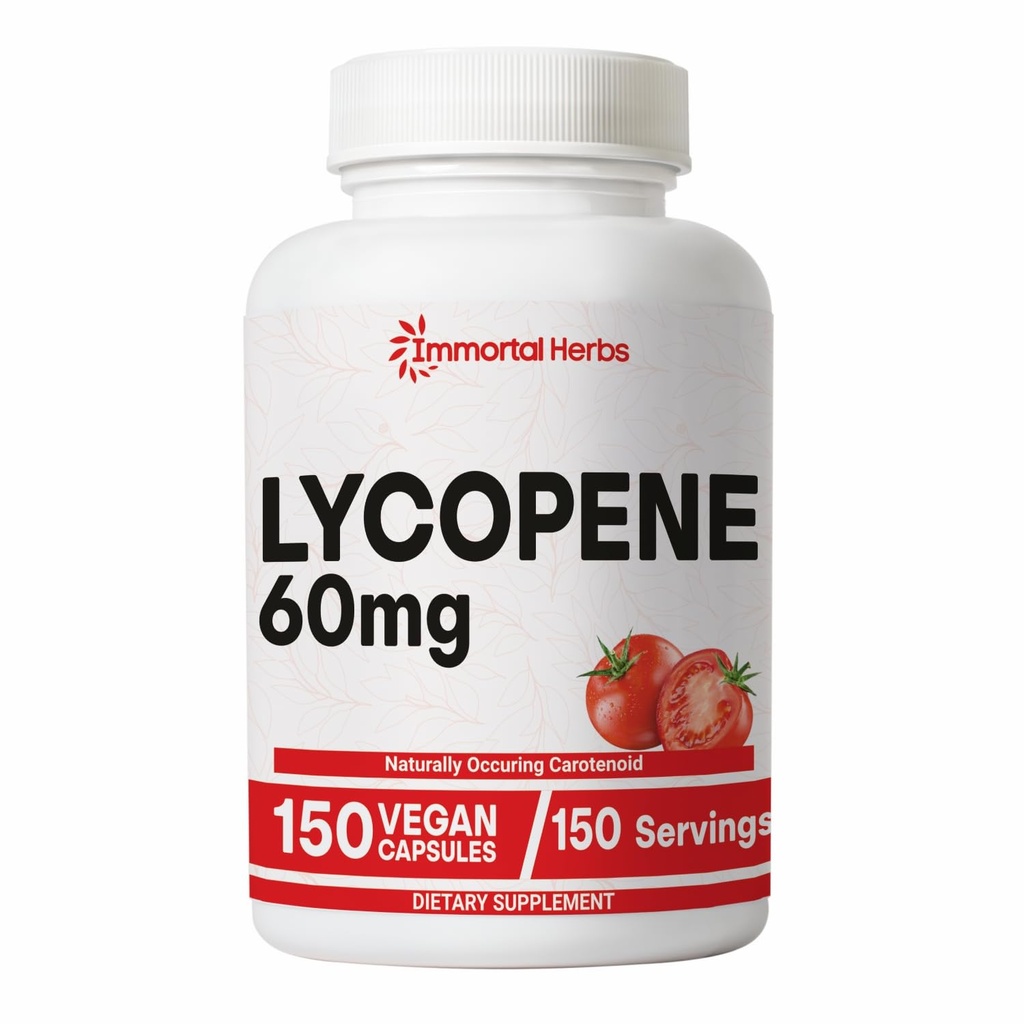 Licopen Supliment pentru bărbaţi 60mg, 150 capsule, Extract de roşii naturale pulbere pentru piele, inima şi suport imunitar, 100% Veg Lycopene Complex, non-GMO şi gluten supliment Carotenoid gratuit