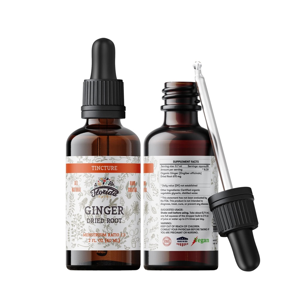 Ginger Tincture, Extract de ghimbir organic (Zingiber officinale) Root uscat, Ginger Supplement, Ginger USA