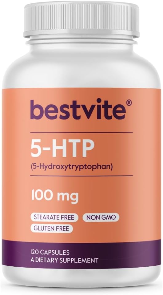 BESTVITE 5-HTP 100mg (120 capsule) - Fără Stearates - fără agenți de flux - fără OMG-uri - fără gluten