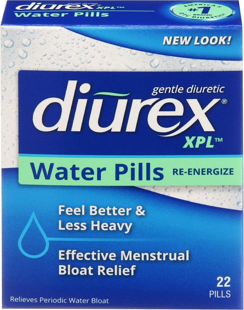 Diurex XPL Re-energizante pastile de apă - Eliberați Blooting & Oboseala - 22 Conte