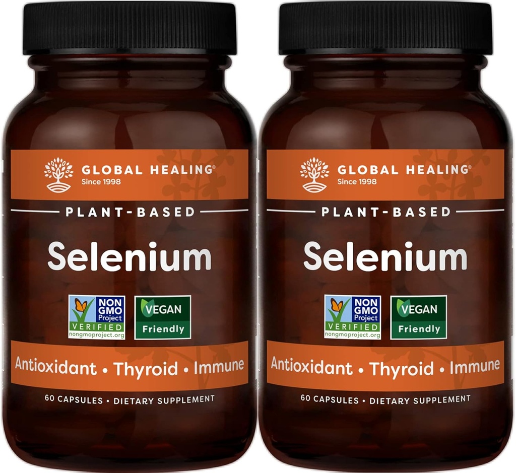 Centrul Global de Vindecare Seleniu 200mcg 2-Pachet, Supliment de seleniu pur cu ingrediente organice, Antioxidanti pentru tiroida si sanatatea imuna pentru barbati si femei - mai mult decat Seleniu 100 mcg (60 capsule)