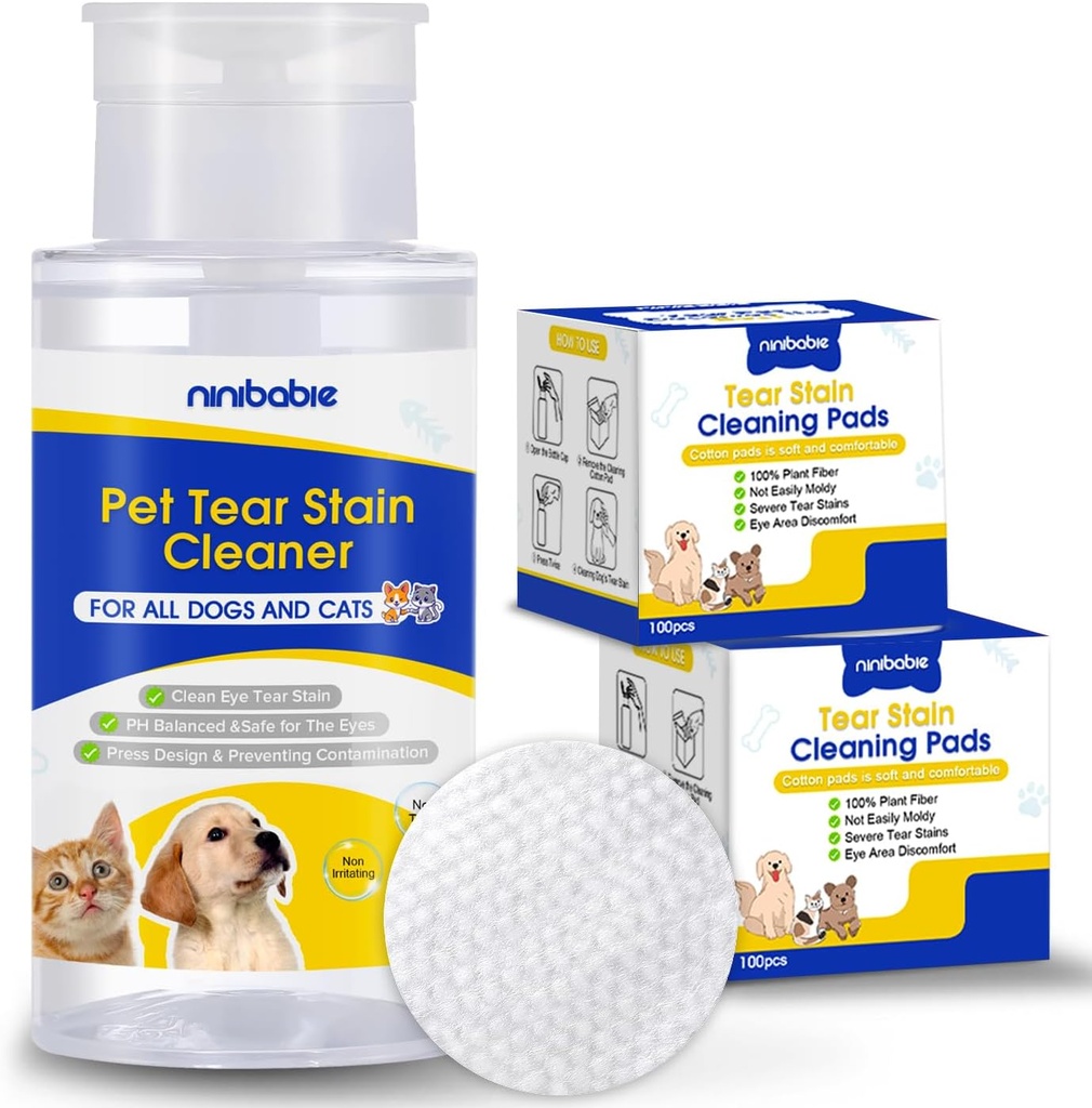 Tear Stain Cleaner pentru câini și pisici, Îndepărtați Gently Tear Stain, Eye Debris, Secretele Mucus cu 200Pcs Ochi șervețele uscate, Eye Cleaner Pad-uri uscate, Nu Evaporate cu ușurință