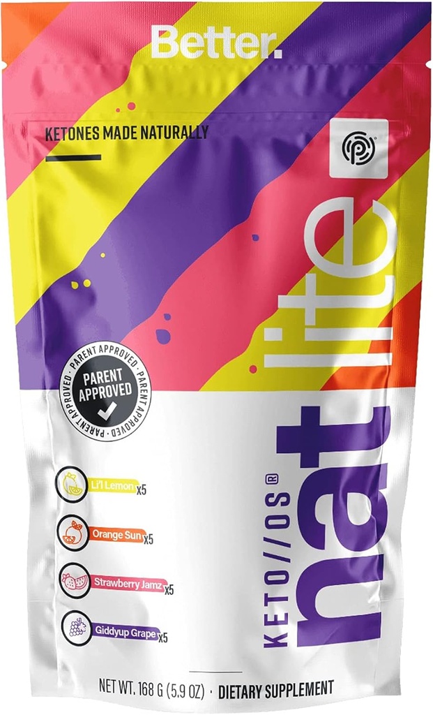 Pruvit Keto//OS® NAT Lite Supplement for Imbunatatirea Functiei Creierului, Digestion and Boosing Metabolism 5,9 OZ - 20 Count