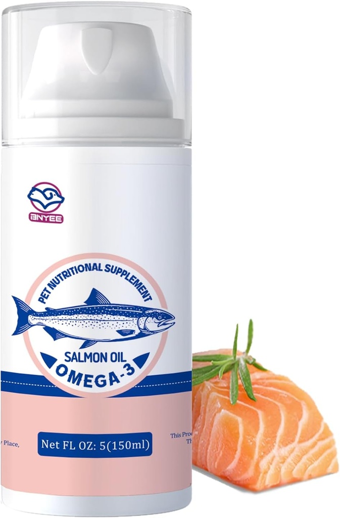 Ulei de pește somon sălbatic pentru câini de talie mică și pisici -3X Omega 3 Skin & Coat Support - Concentrat emulsionate Supliment alimentar pentru animale de companie - Natural EPA + DHA Acidi grasi pentru funcția comună, Imun și Heart Health