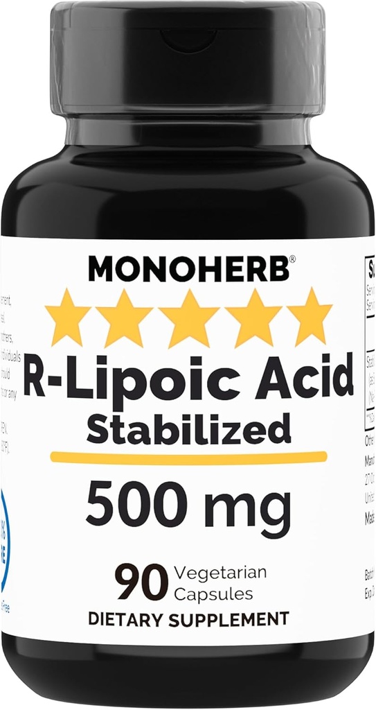 Acid R-Lipoic 500 mg - 90 Capsule Veg - Acid R-alfa-lipoic stabilizat