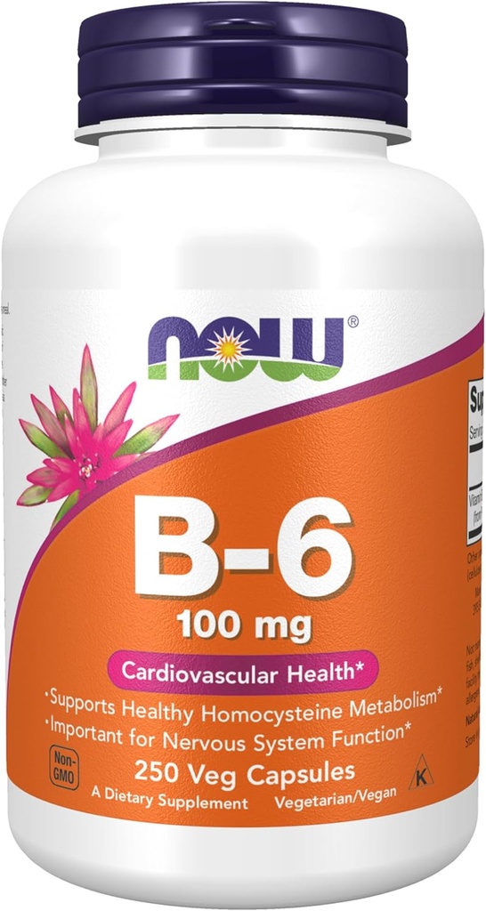 ACUM Alimente Suplimente, Vitamina B-6 (Piridoxină HCl) 100 mg, Cardiovascular Health, 250 Veg Capsule