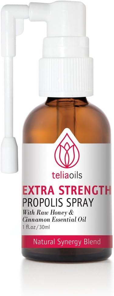 Teliaoils Propolis Spray Body's Defense Support, Soothing Tuse & Sore Throat, Helping Mouth iritations, răceli, 100% Natural, with Honey & Cinnamon Essential Oil.
