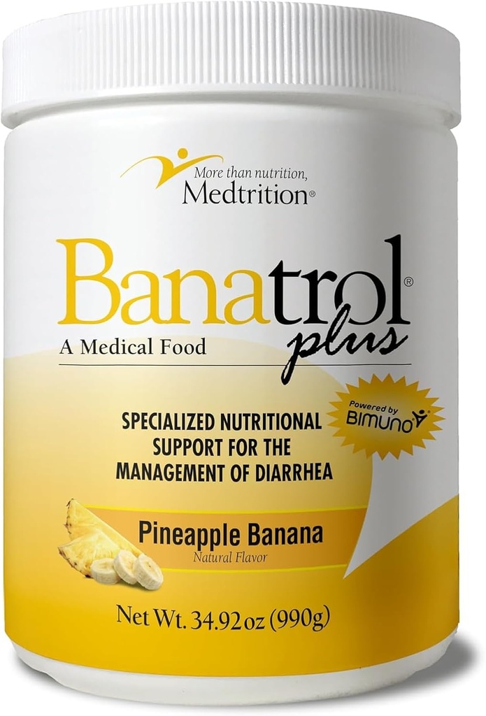 Medtrition Banatrol® Anti-Diarecul natural cu prebiotice, Relief de diaree cronică, IBS, Diaree recurentă, Alimente medicale susţinute clinic, Neconsacrarea 90 Serviri (Pineapple)