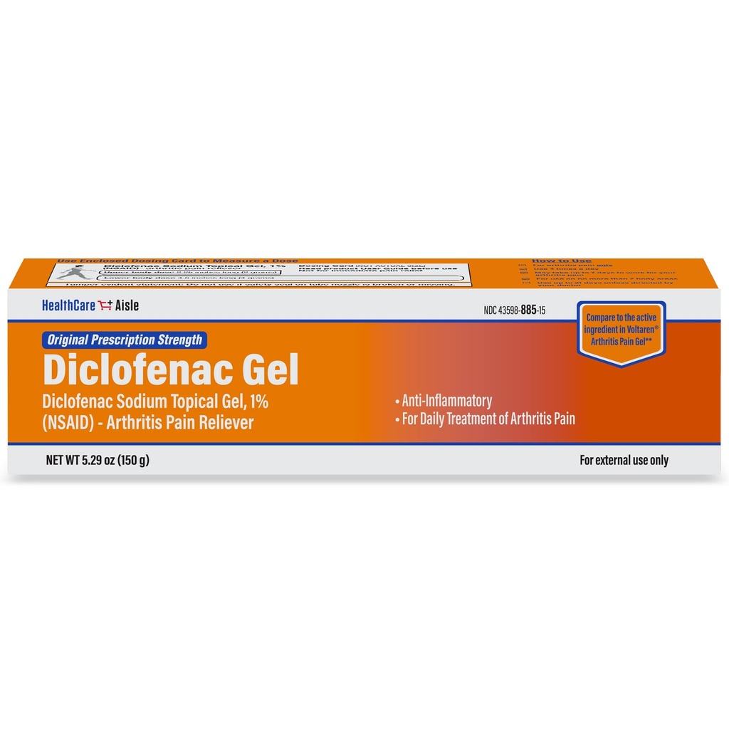 HealthCarele Diclofenac Gel, 1%, Artrita Durere Relief - 150 g tub - Original prescription Force (AINS)