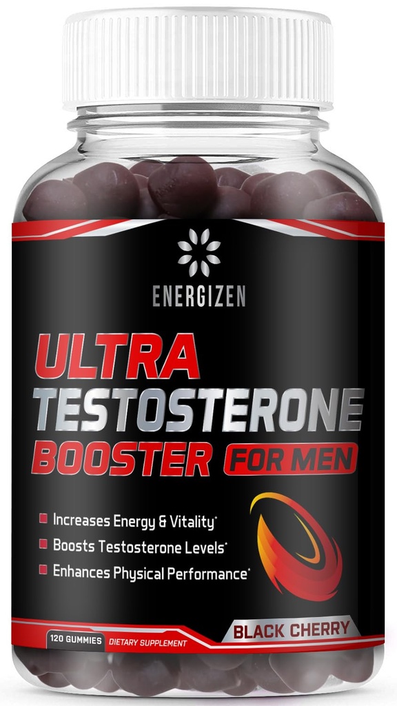8in1 Testosteron Booster pentru barbati cu Tongkat Ali, Fenugreek, Ashwagandha si Magneziu - Imbunatatirea echilibrului libidoului si hormonal, Non OMG-uri fabricate in Statele Unite ale Americii, Black Cherry, 120 Conte Gummies pentru barbati