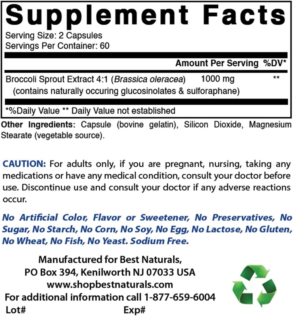 Cel mai bun extract de Broccoli sprots naturale, 1000 mg și zinc Gluconat 50mg