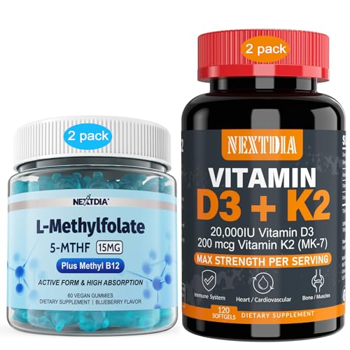 Vitamina D3 20000 UI + K2 (MK7) 200mcg, L-metilFolat 15mg & Metil B12 Gume