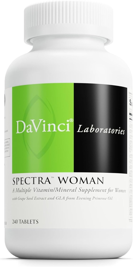 DaVinci Labs Spectra Woman - Supliment alimentar pentru a sprijini sănătatea oaselor și nevoile femeilor - cu vitamine, minerale, calciu, Beta Caroten, L-Cysteine, extract de semințe de struguri, și mai mult - 240 comprimate