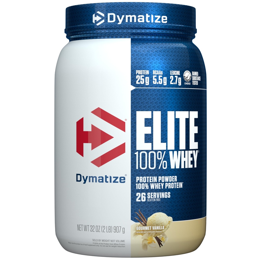 Dymatize Elite 100% Whey Pulbere de proteine, L-Leucină, Absorbție rapidă & Digesting rapid pentru recuperarea musculară optimă, Gourmet Vanilla, 32 Oz