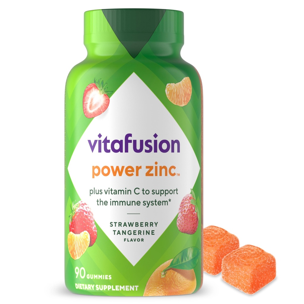 Vitafuzie Putere Gummy Gummy Vitamine de zinc, Tangerine de căpșuni Aroma de sprijin imun (1), 90 Conte