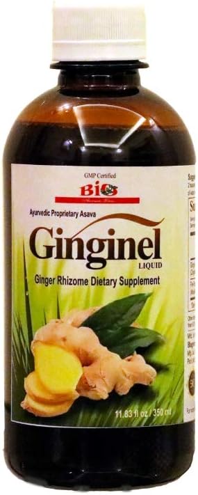 Ginginel Liquid, Ginger Supplement, Extract lichid fermentat - 11.83 fl oz, Promoveaza Digestia, Reduce acumularea Toxinei in Body and Joints, Vegan