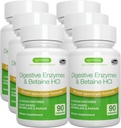 Igennus Acţiune rapidă Enzime digestive & betaină HCl, 10 Enzime de spectru larg cu Protează, Lipază şi Lactază, Papain & Bromelain, Vegan cu bază de plante, Eticheta curată, pentru femei şi bărbaţi, 6 Pack