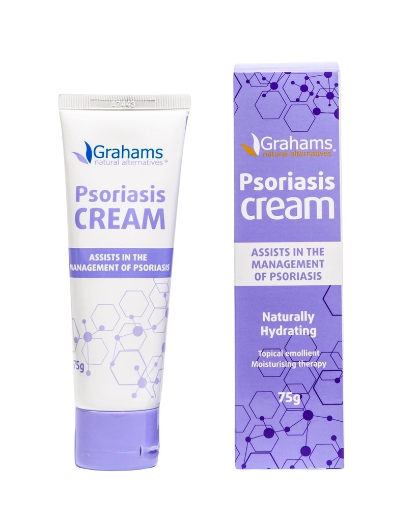 Grahams Psoriazis natural Cream - Moisturiser Psoriazis Tratamentul pentru Piele pentru a reduce Scalarea, Relieve Inflamație, Iritație, Mâncărime, Roșie și Uscăciune - Fragrance & Steroizi-Free (1 x 75g)