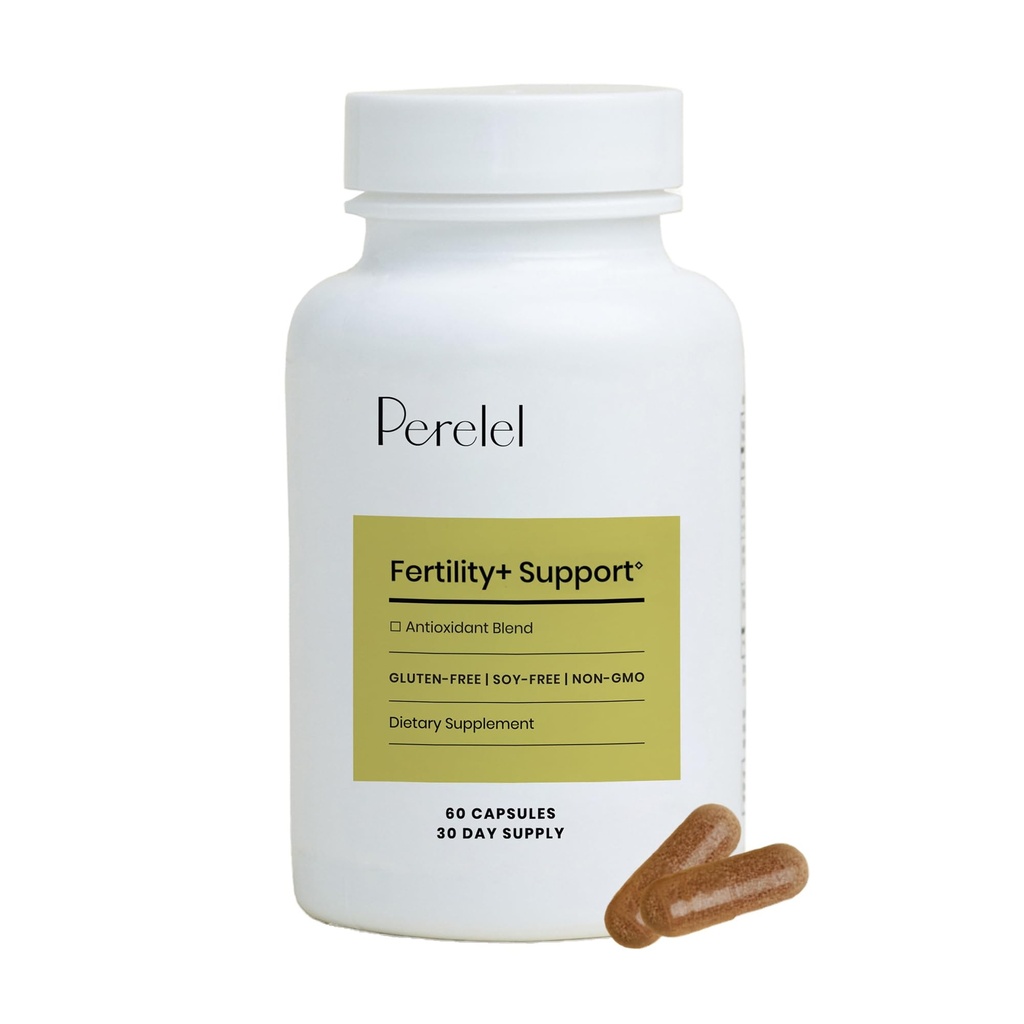 Perelel Fertility Support, Antioxidant Multivitamine cu COQ10, N-Acetil-L Cysteine (NAC) & Açaí Berry, Femei, Soy, Dairy & Gluten Free, Non OMG-uri, 60 capsule