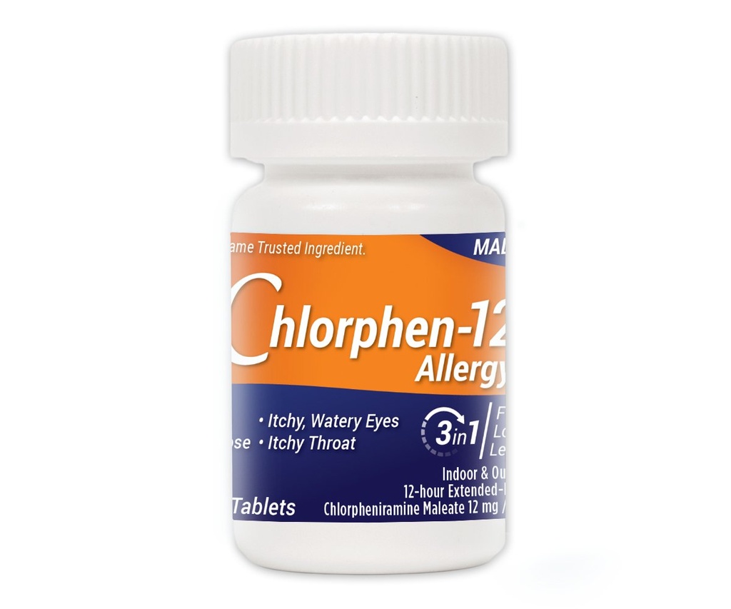 Clorfeniramină Maleat Extended Release, 12 Mg, 60 comprimate