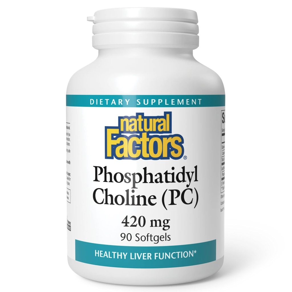 Factori naturali - Fosfatidil Choline (PC) 420mg, Suporturi funcţie hepatică sănătoasă, 90 Geluri moi