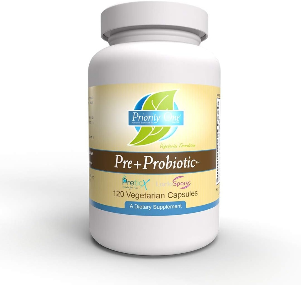 Priority One Vitamins Pre+Probiotic 120 Vegetarian Capsule - Suport pentru sanatoasa Microflora Gut