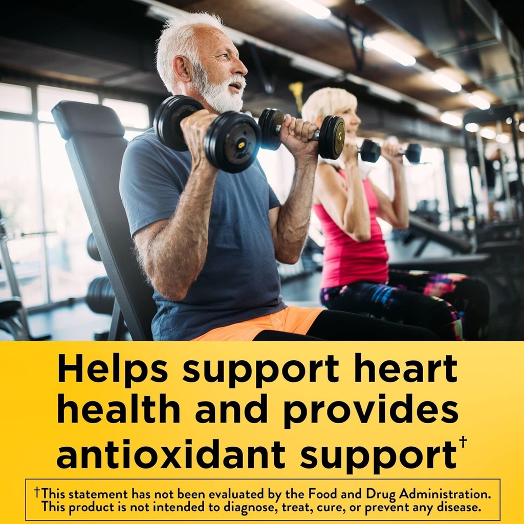 Nature Made CoQ10 100mg cu extract de piper negru pentru absorbție îmbunătățită nutrient, Supliment alimentar pentru suport de sănătate cardiacă, 30 Softgels, 30 de zile de aprovizionare (Pachet de 2)