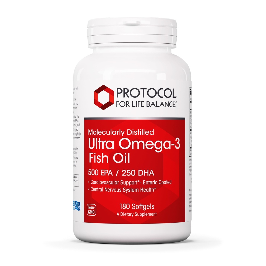 Protocolul Ultra Omega-3-500mg EPA & 250mg DHA - Ulei de peşte pentru Brain Support, Heart & Nnervy System Health* - EPA DHA Omega Supliment - Non-GMO & Halal - 180 Softgels