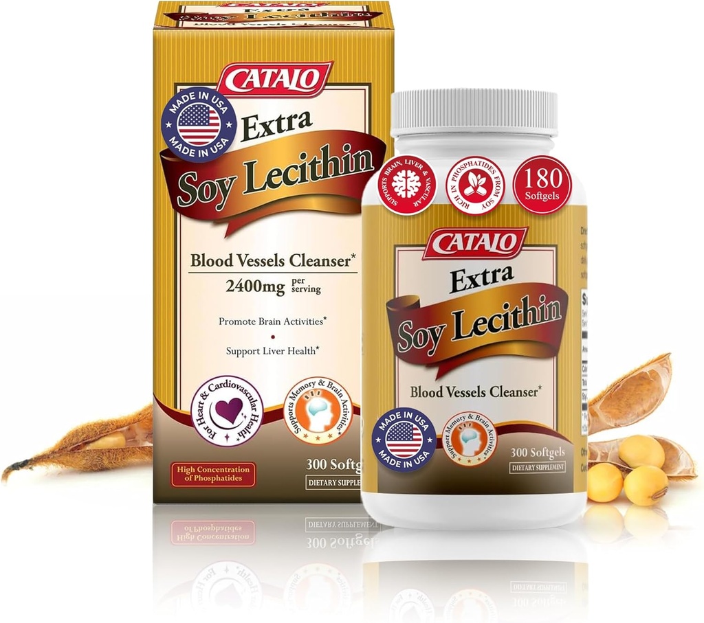 CATALO extra Soy Lecithin Capsule Sangele Nastura sanatate, functia creierului, si wellness ficat 