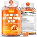 Calciu 1200 mg cu vitamina D3 Gume pentru adulţi - Citrat de calciu cu vitamina D3 K2, magneziu, zinc, bor, cupru şi Ashwagandha - Supliment de calciu extra absorbţie pentru femei