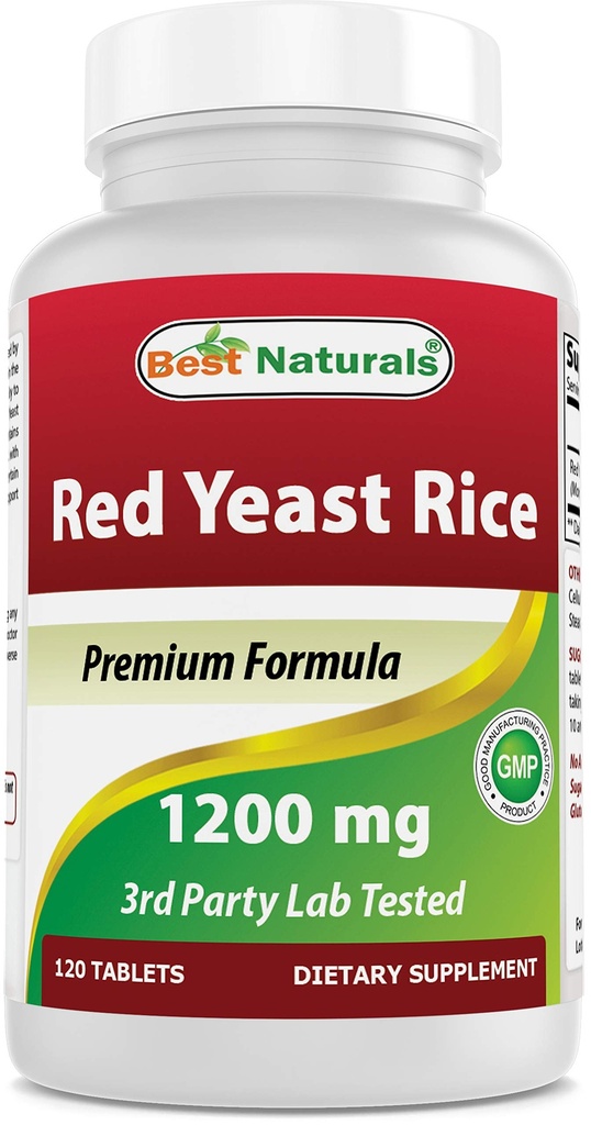 Cele mai bune naturale Red Yeast Rice 1200 mg (Non-GMO) 120 comprimate - Neiradiate, Citrinin gratuit