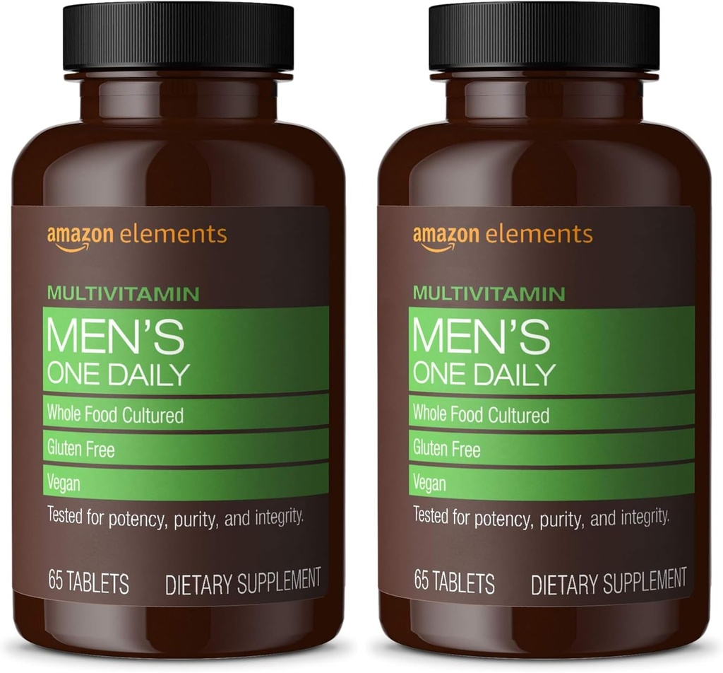 Elemente Bărbați: One Daily Multivitamine, 62% Whole Food Cultured, Vegan, 65 Tablete, 2 Luna de aprovizionare (Pachet mai Vary) (Pachet de 2)