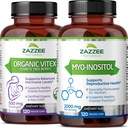 Zazzee Myo-Inositol Capsule şi USDA Capsule Vitex organic, Vegan, Non-GMO şi All-Natural