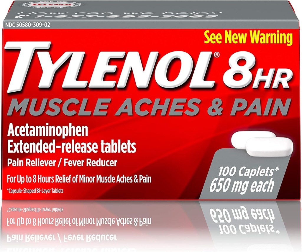 Tylenol 8 ore dureri musculare şi durere Acetaminofen comprimate pentru dureri musculare şi articulare, 100