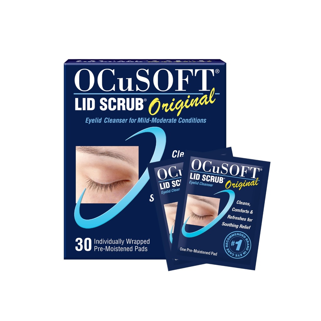 OCuSOFT Lid Scrub Original Eyeled Cleanser - pre-Moistened Eyelid Wipes for Ullide to Moderate conditions - Eleid Cleanser to Clean, Confort & Soothe Iritated Eyelids - 30 Count
